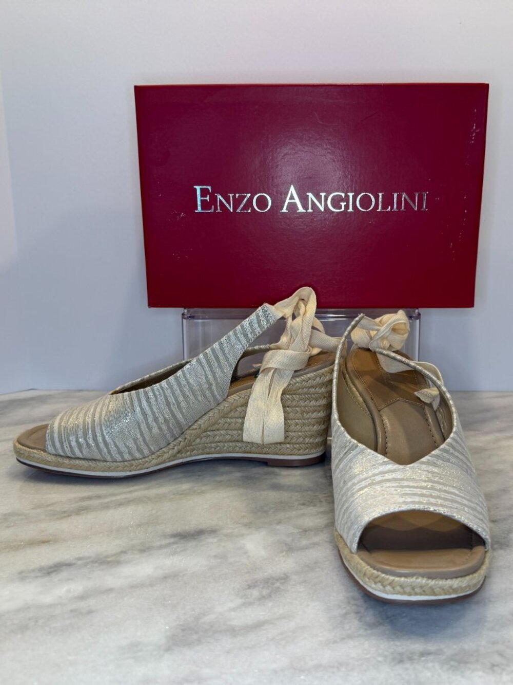 Enzo Angiolini Portlyn Espadrille Wedges in Natural, Size 10 M, NWT